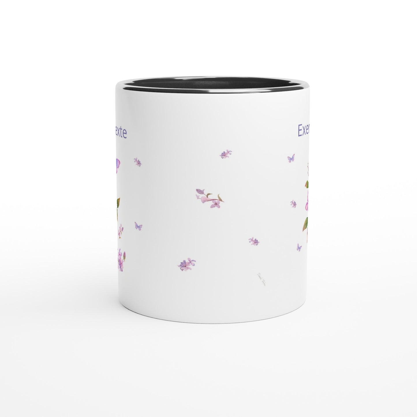 Mug personnalisé Lilas vintage / cadeau pour elle / Mug en céramique émaillé avec intérieur coloré