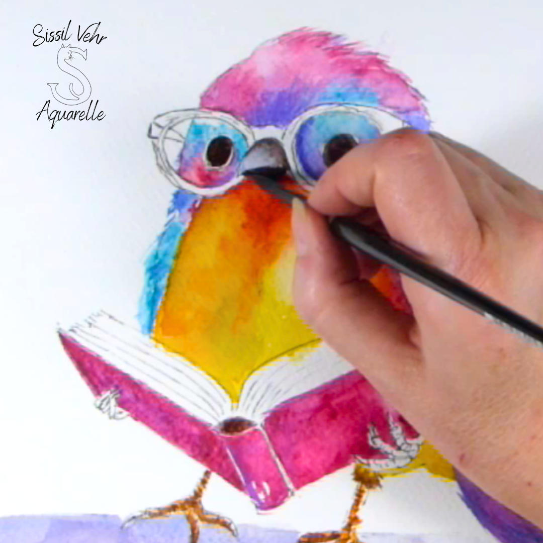 Oiseaux Fantaisie – Cours Aquarelle Pas à Pas – Téléchargeable