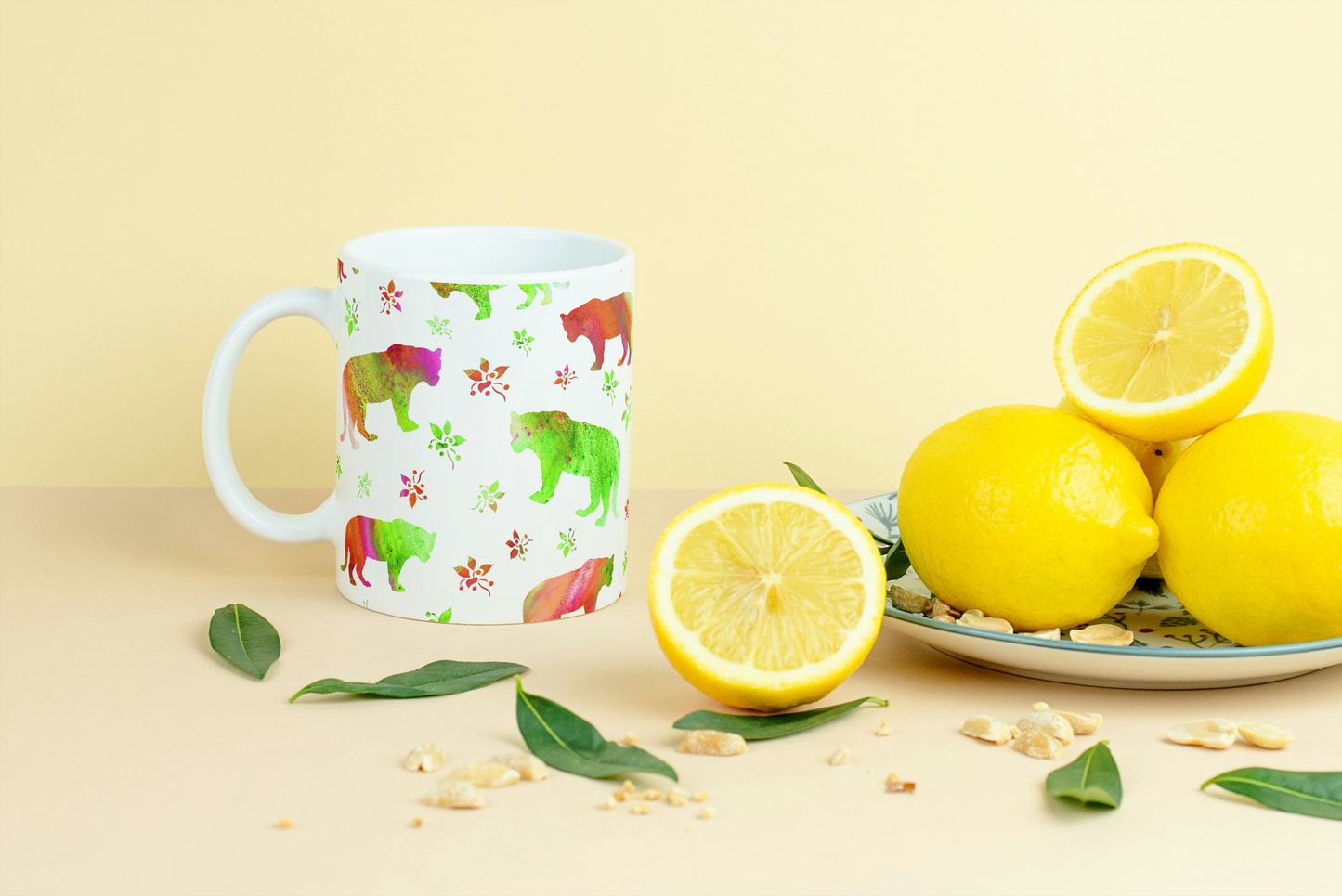 Mug Tigres – Palette Orange & Verte – Illustration animalière à l’aquarelle
