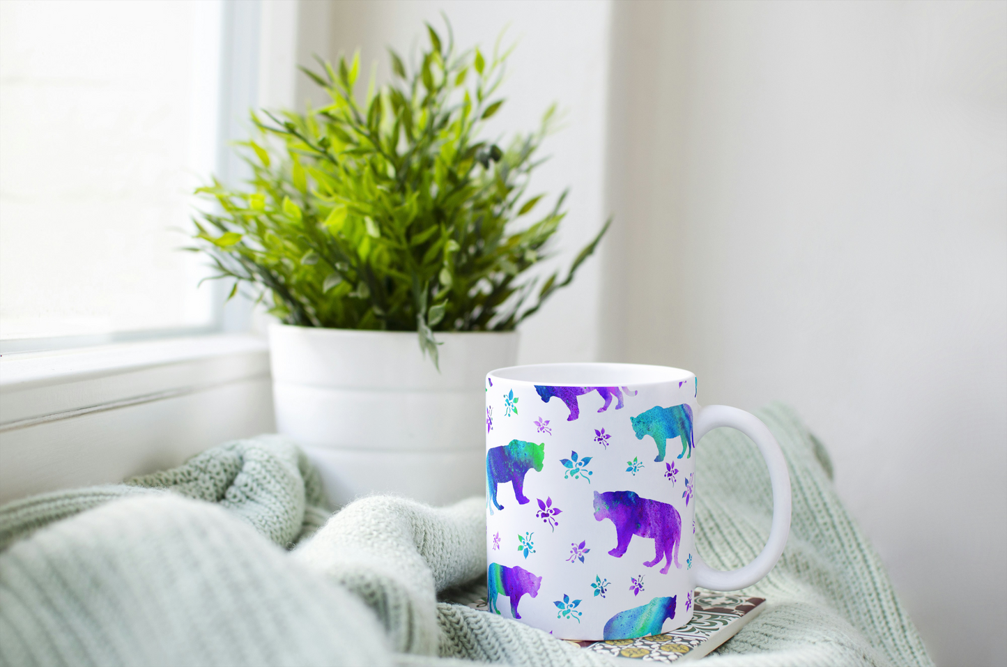 Mug Tigres – Palette Magenta – Illustration animalière à l’aquarelle