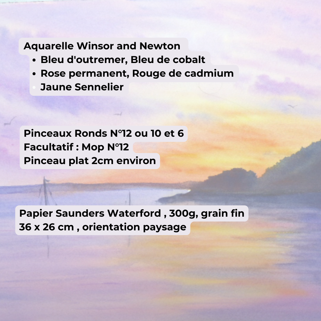 Cours Aquarelle - Bateaux au soleil couchant- Tutoriel Vidéo Pas à Pas (51mn) téléchargeable