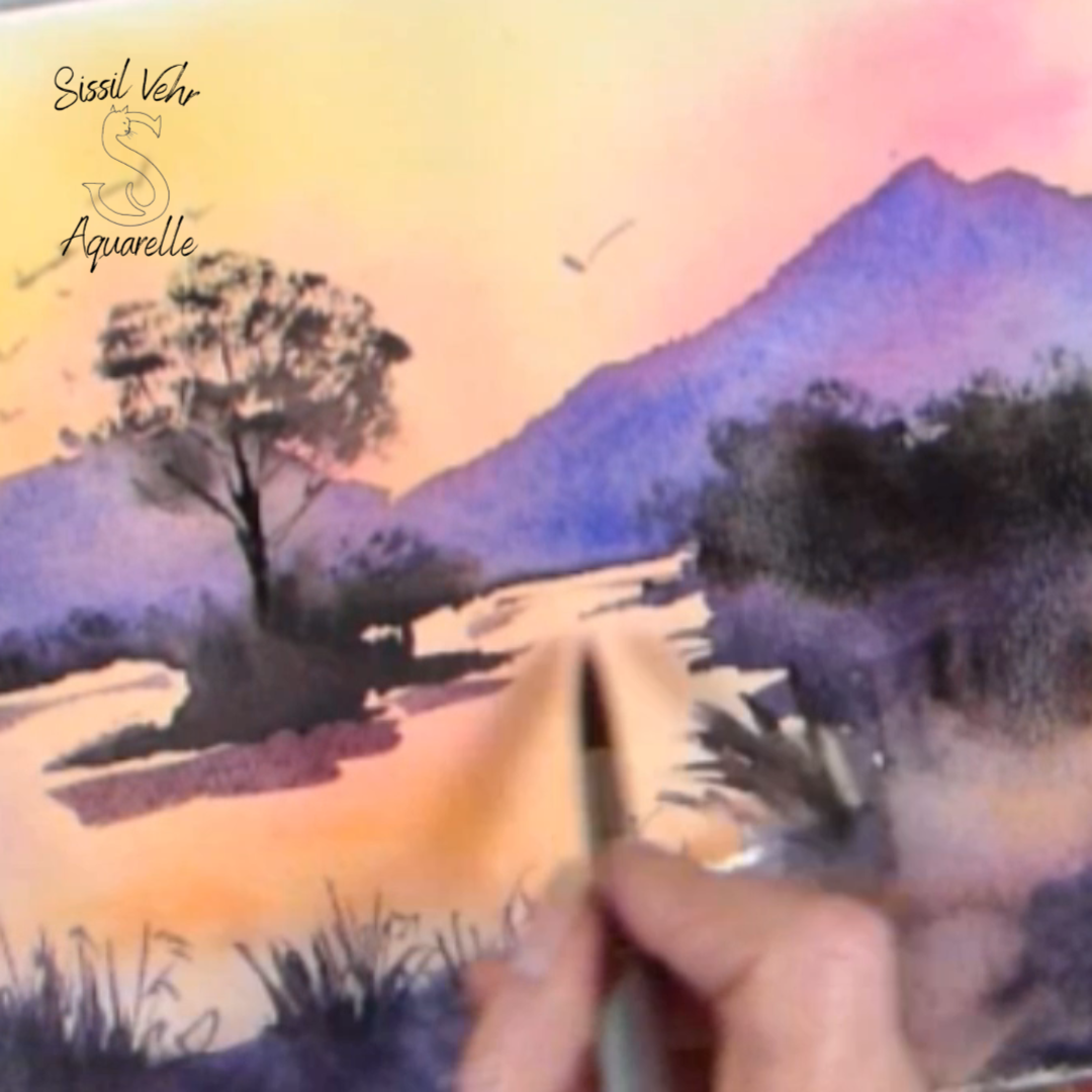 Crépuscule  Aquarelle Débutant – Cours Vidéo à Télécharger
