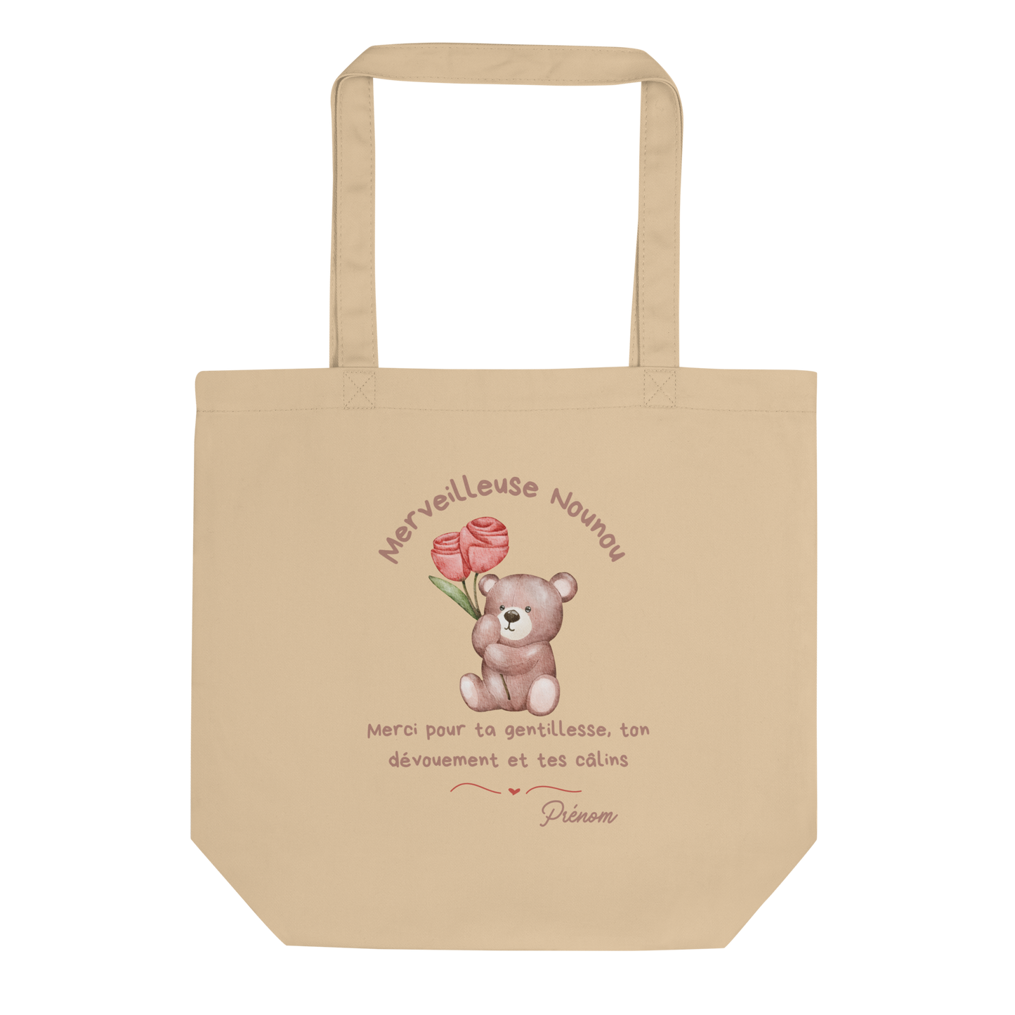 Tote Bag Bio Nounou Personnalisable/ sac merveilleuse nounou/ sac cadeau nounou Petit ourson /sac nounou personnalisé/cadeau nounou
