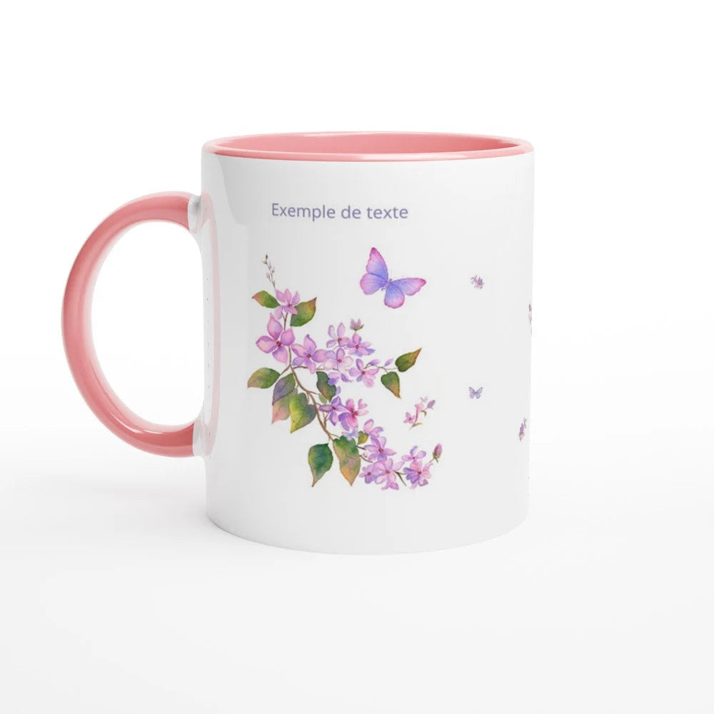 Mug personnalisé Lilas vintage / cadeau pour elle / Mug en céramique émaillé avec intérieur coloré