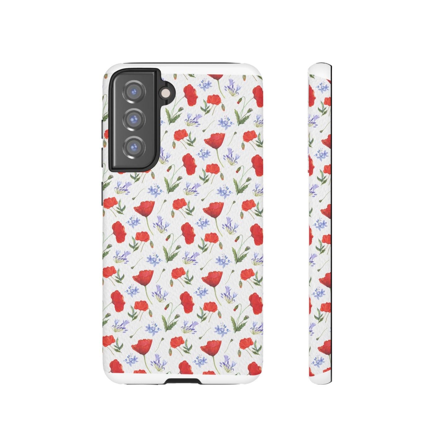 Robust and shock-resistant phone case: Watercolor Poppies and Agapanthus Flowers