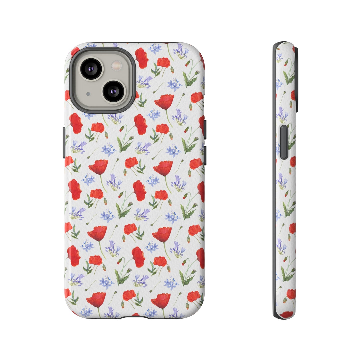 Robust and shock-resistant phone case: Watercolor Poppies and Agapanthus Flowers