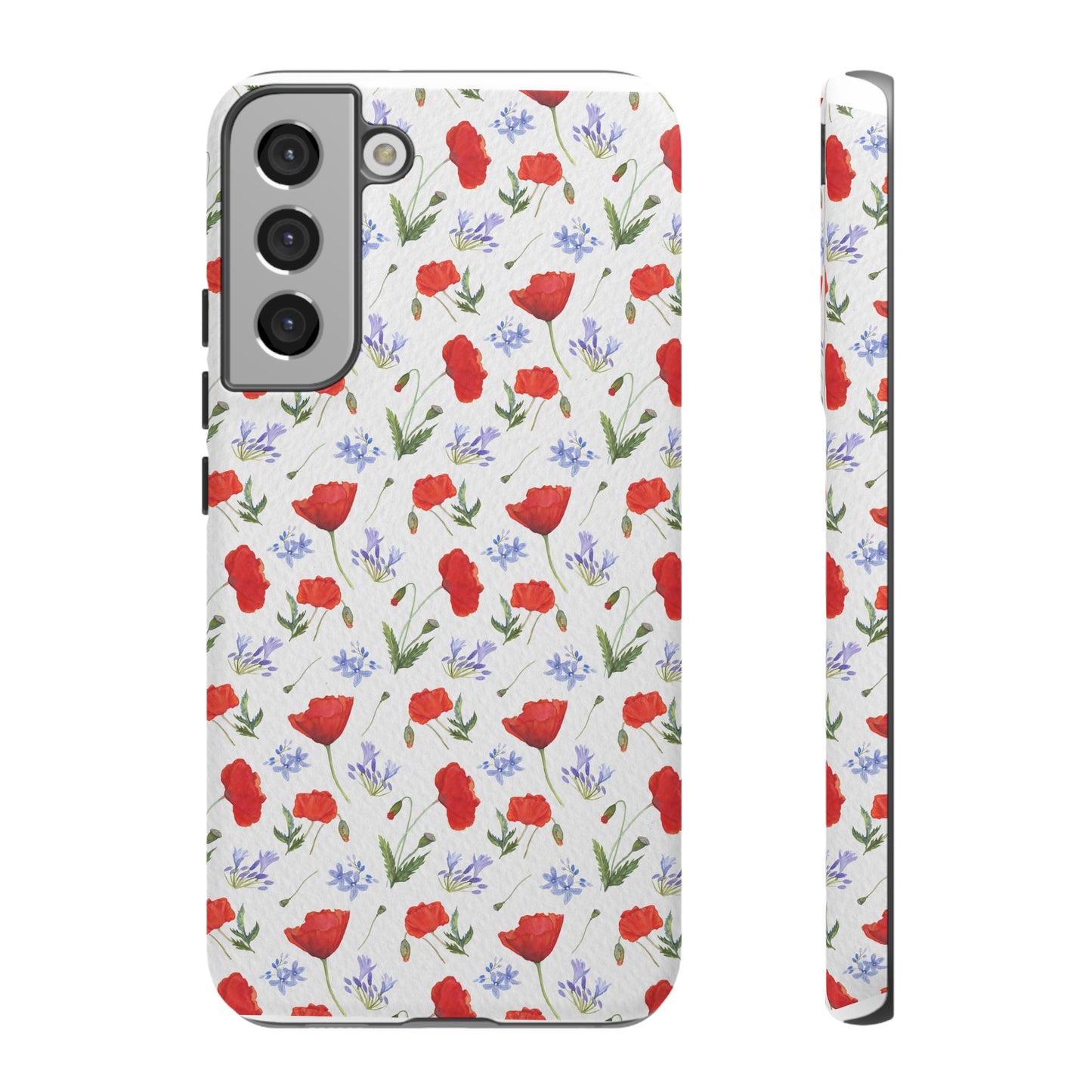 Robust and shock-resistant phone case: Watercolor Poppies and Agapanthus Flowers