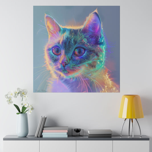 holographic painting: Futuristic Cat