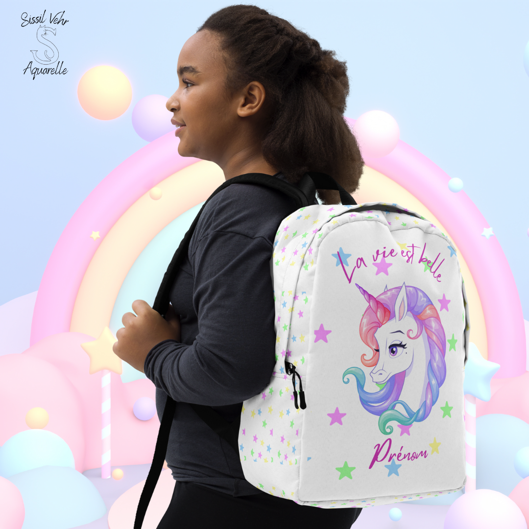 Sac à Dos Licorne pour  Enfant Personnalisé  - Idéal pour l'École et résistant à l'Eau