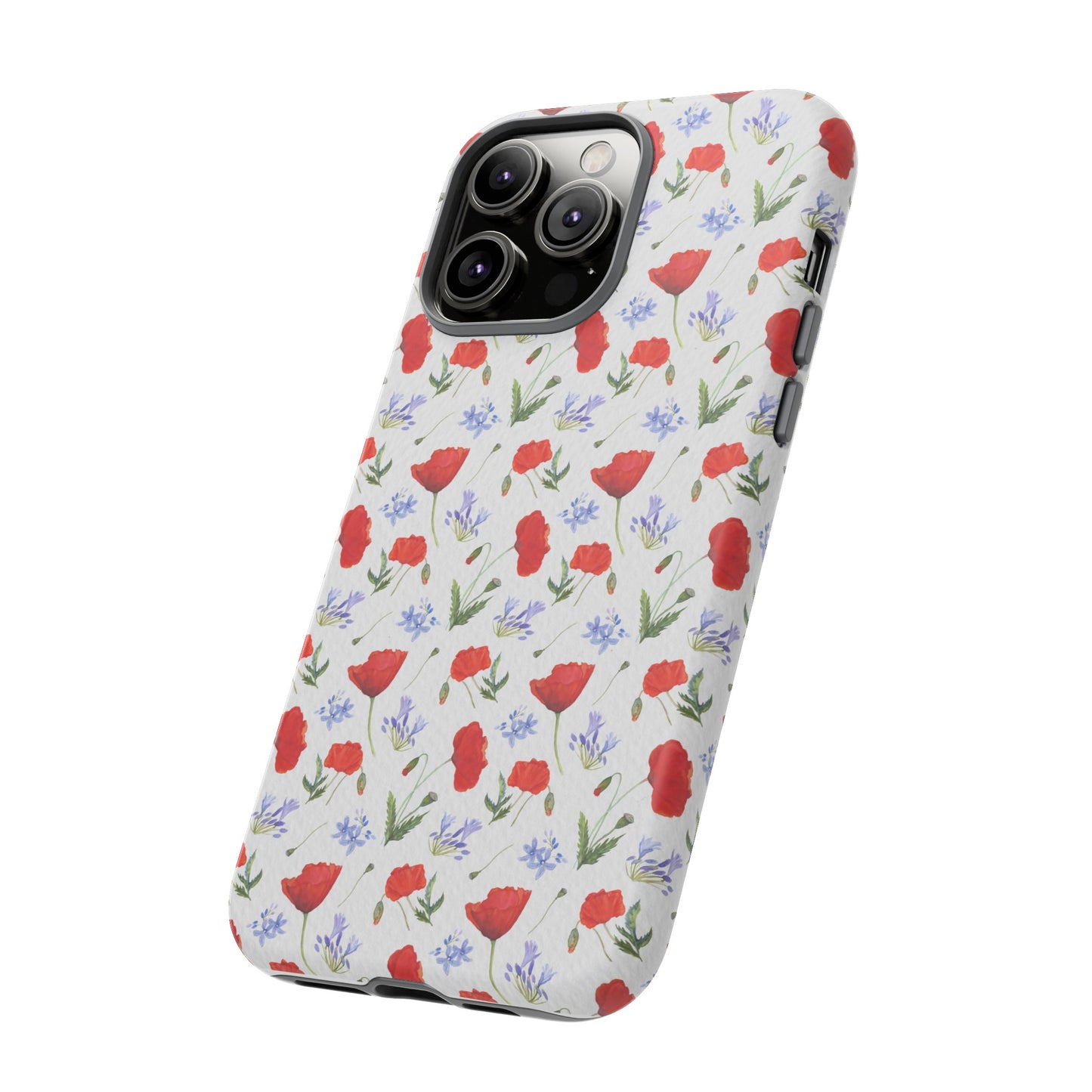 Robust and shock-resistant phone case: Watercolor Poppies and Agapanthus Flowers