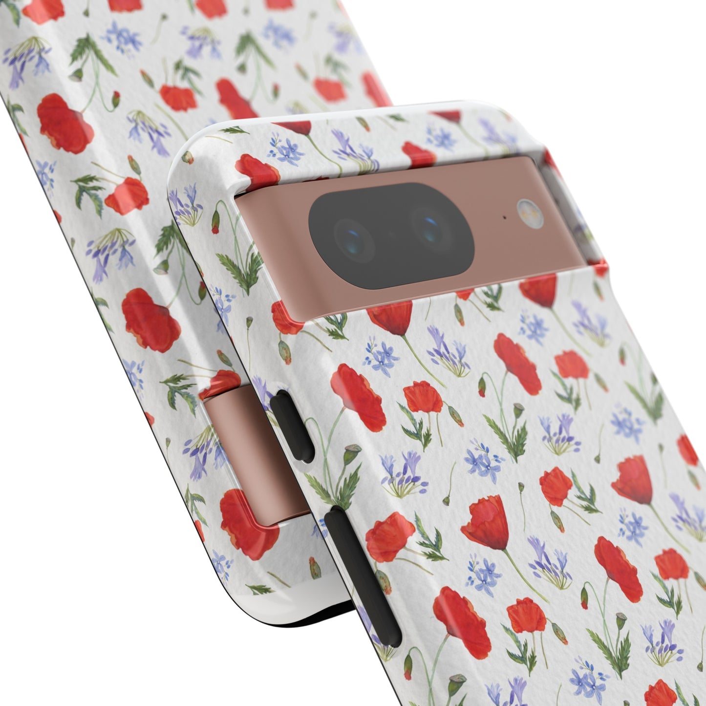 Robust and shock-resistant phone case: Watercolor Poppies and Agapanthus Flowers