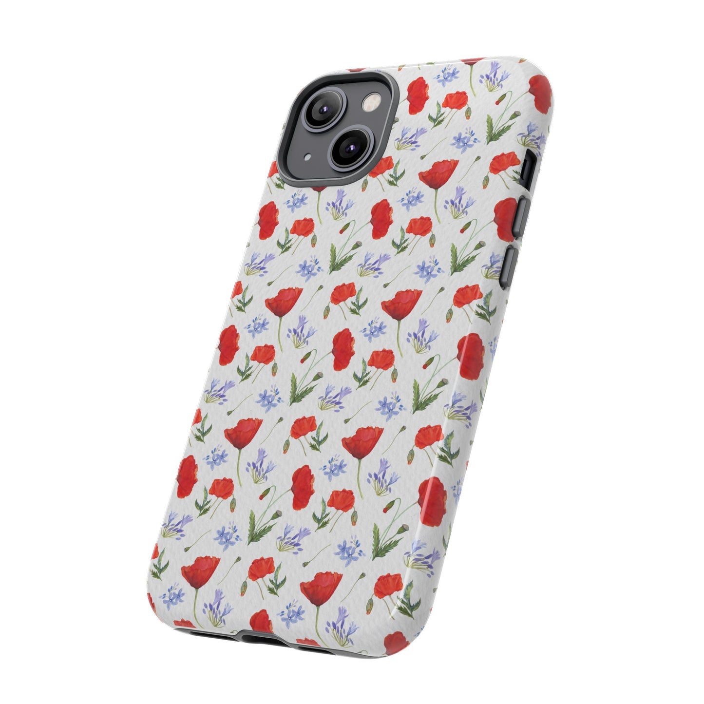 Robust and shock-resistant phone case: Watercolor Poppies and Agapanthus Flowers