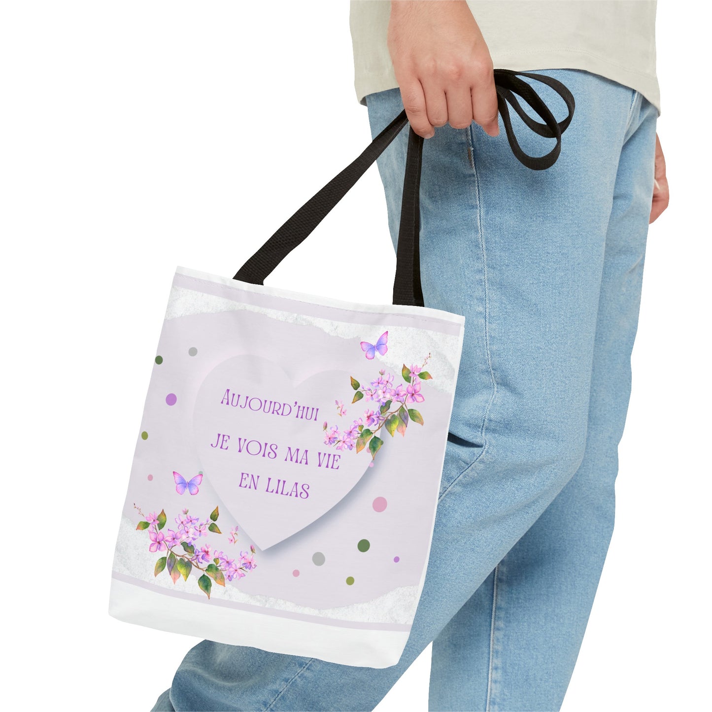 Tote Bag / sac  Aquarelle Lilas : Je vois ma vie en Lilas