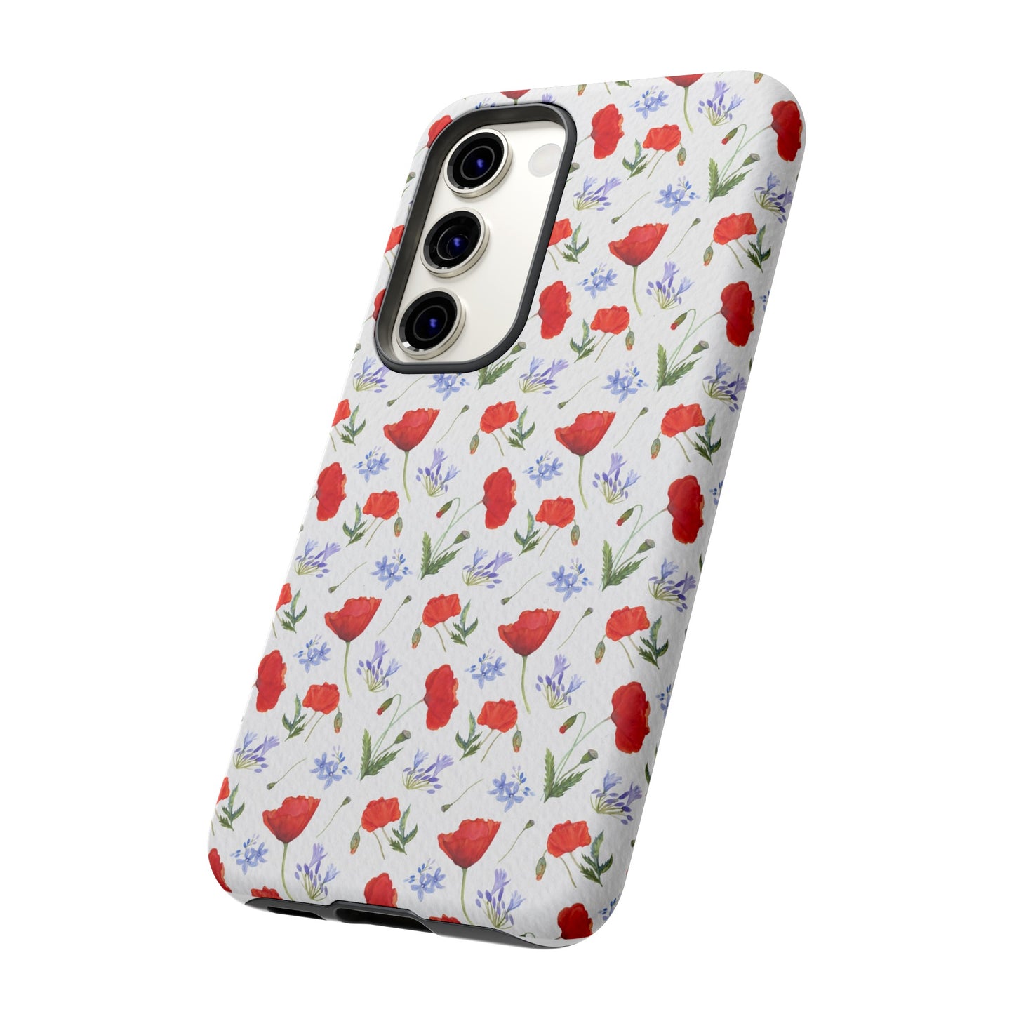 Robust and shock-resistant phone case: Watercolor Poppies and Agapanthus Flowers