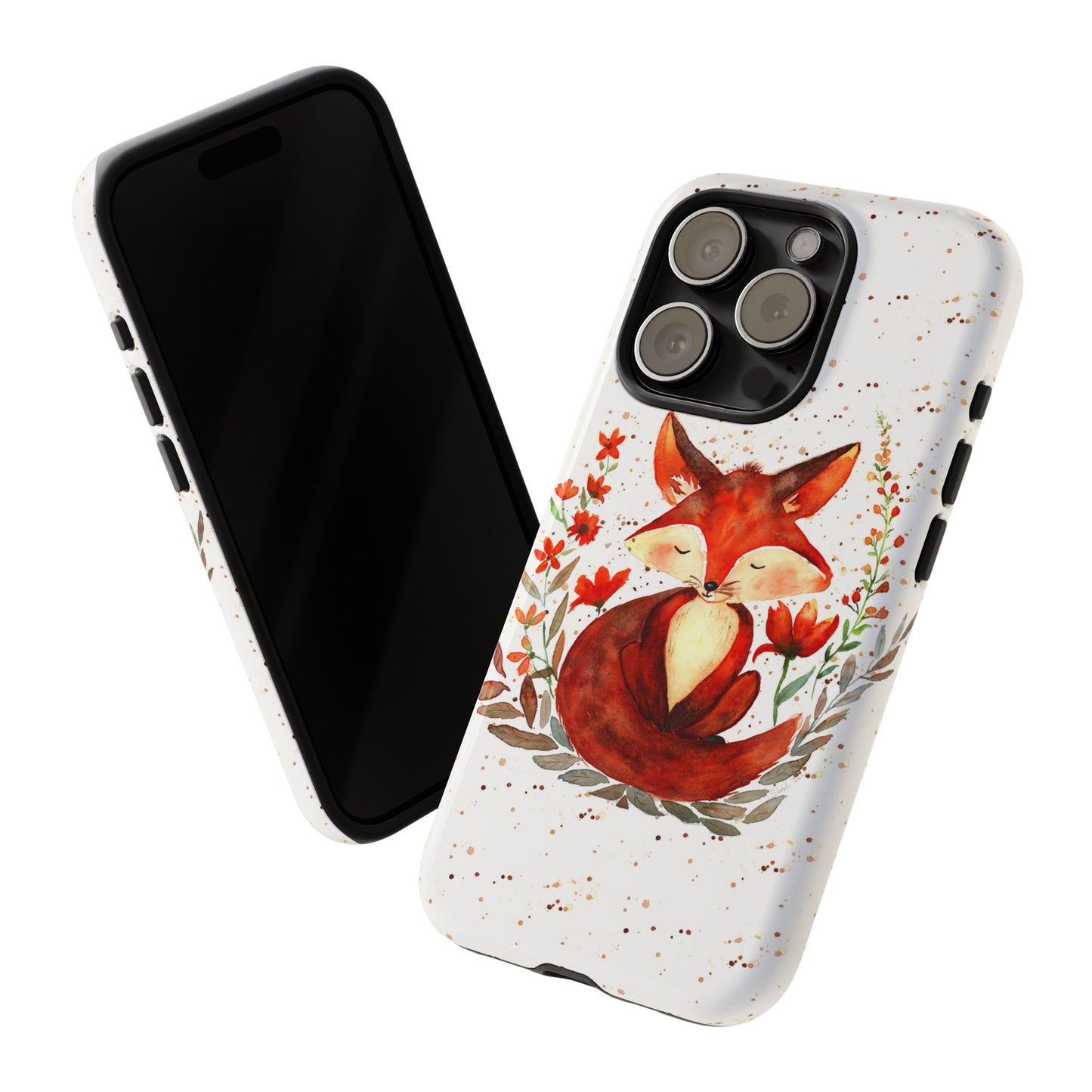 Coque téléphone robuste et résistante aux chocs  : Aquarelle : Petit renardeau