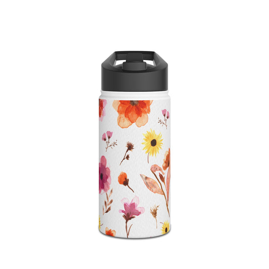 Stainless Steel Water Bottle, gourde isotherme : aquarelle Bouquet fleuri