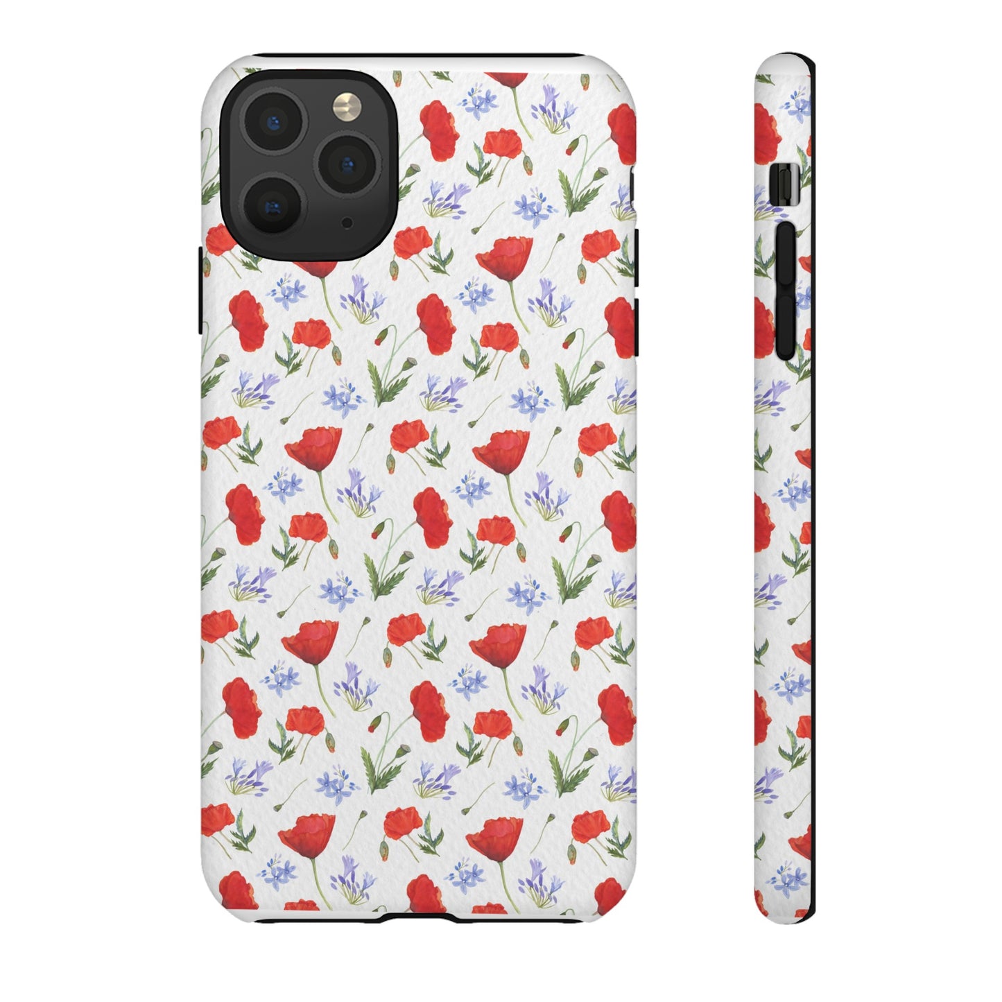 Robust and shock-resistant phone case: Watercolor Poppies and Agapanthus Flowers