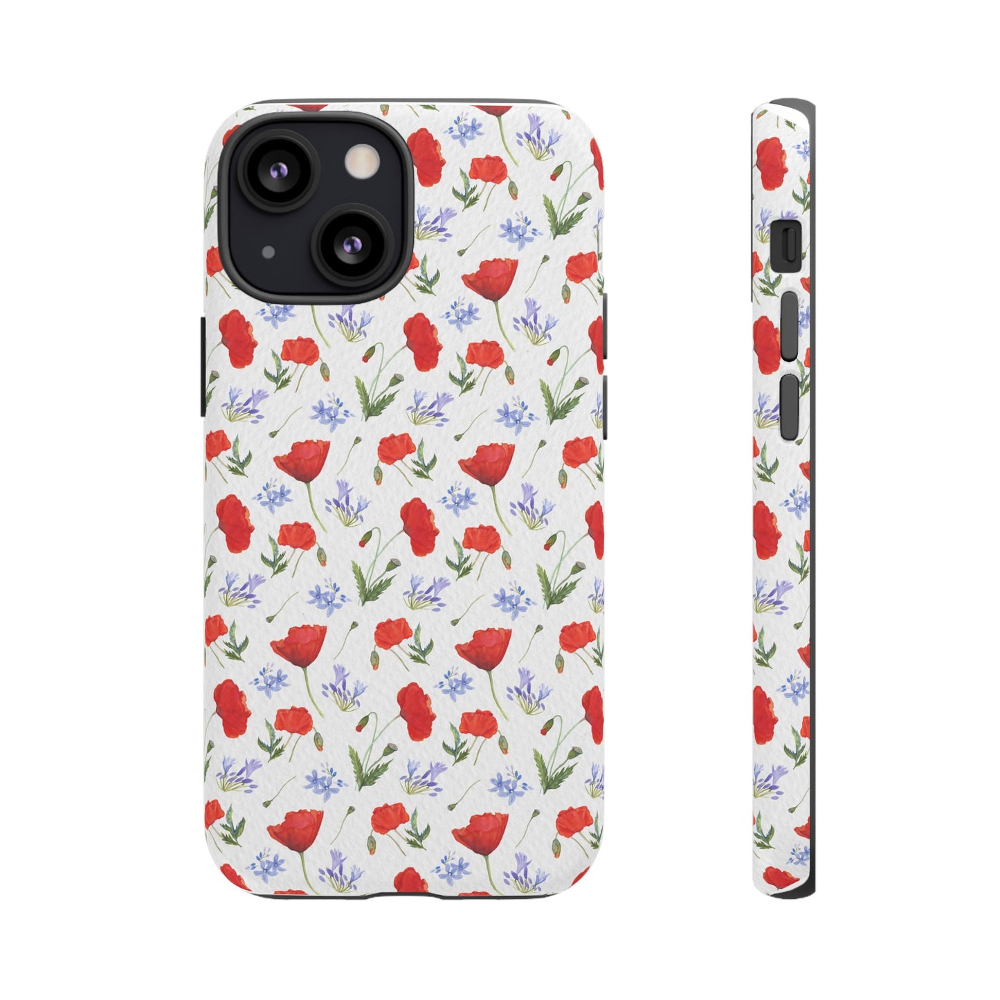 Robust and shock-resistant phone case: Watercolor Poppies and Agapanthus Flowers