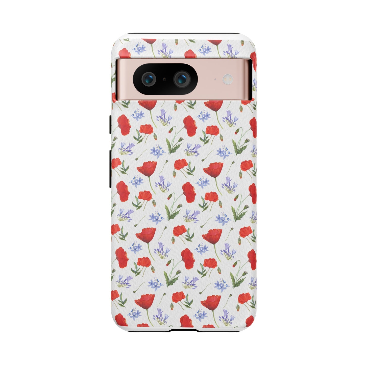 Robust and shock-resistant phone case: Watercolor Poppies and Agapanthus Flowers