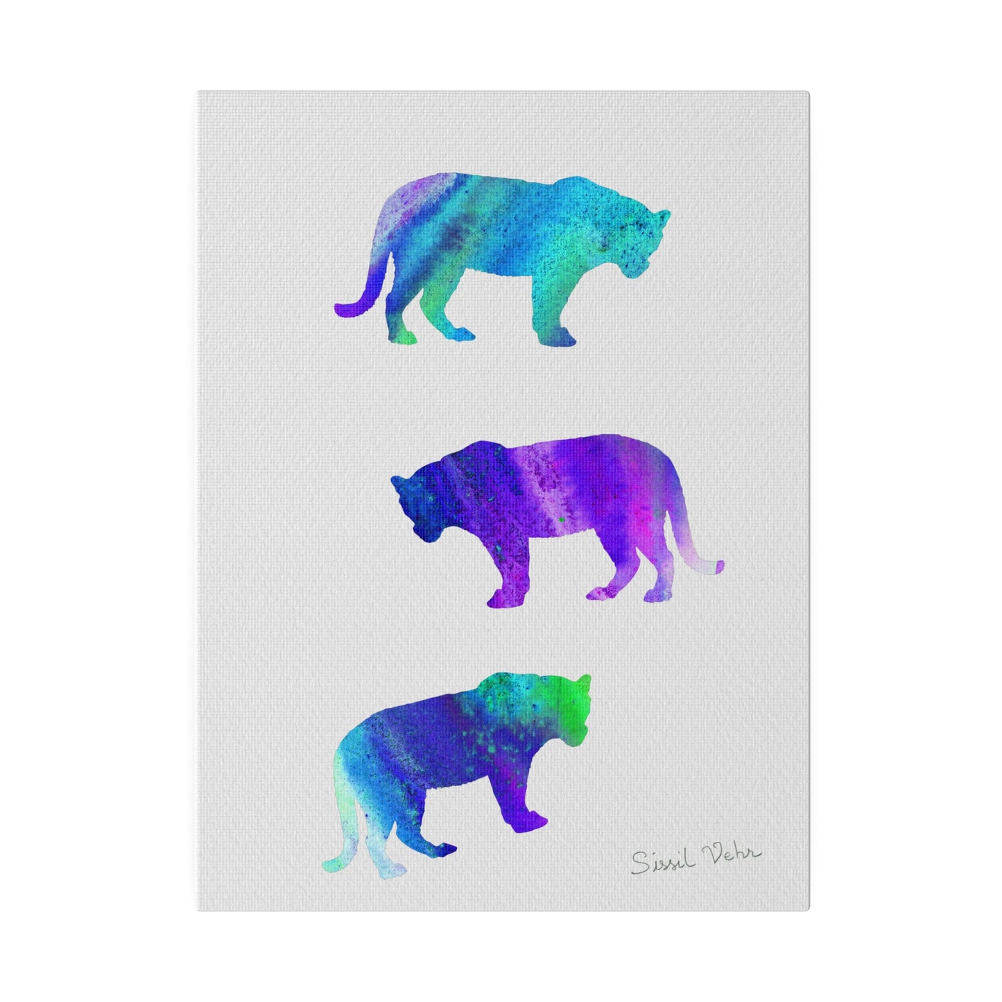 Art print: Watercolor Tigers Cyan palette