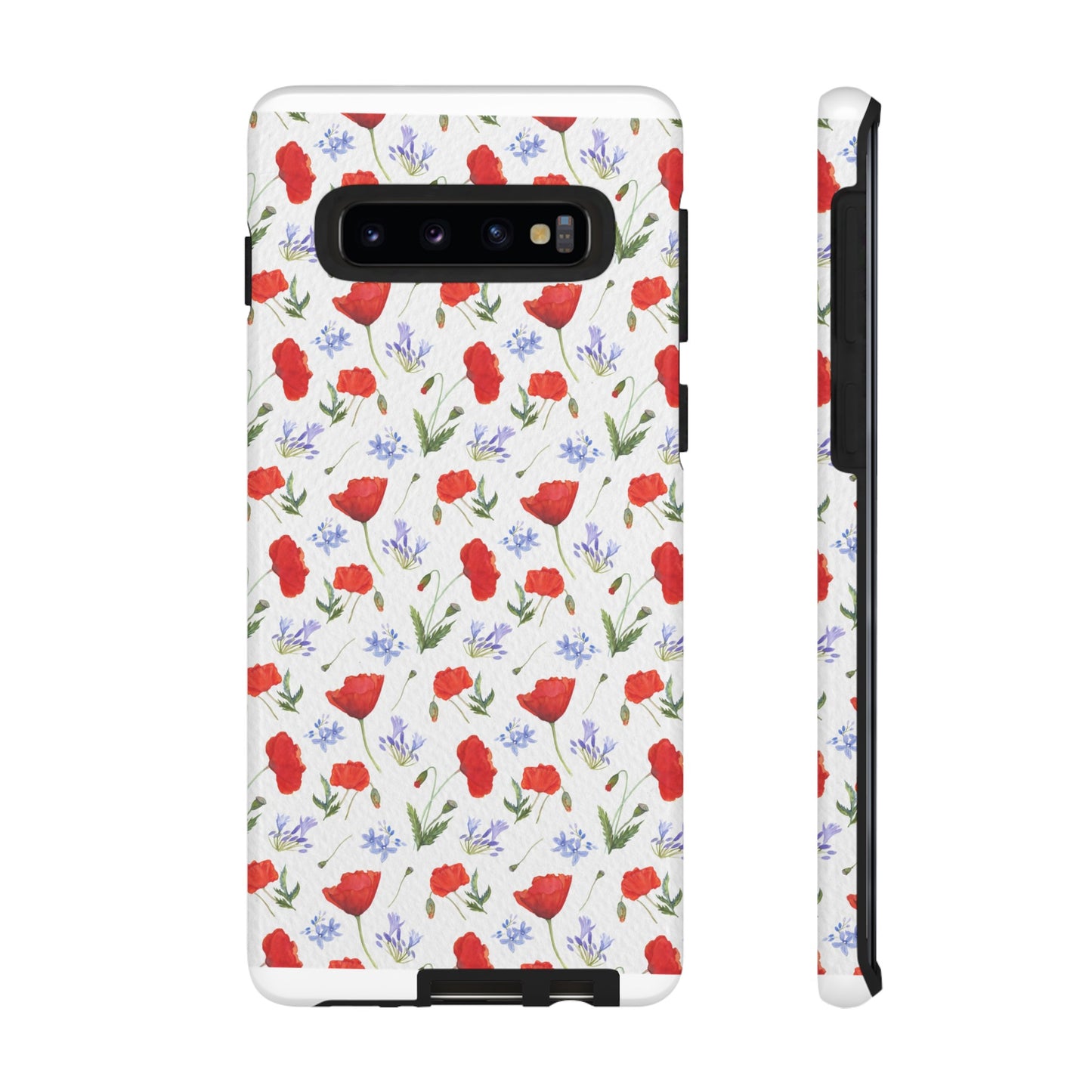 Robust and shock-resistant phone case: Watercolor Poppies and Agapanthus Flowers