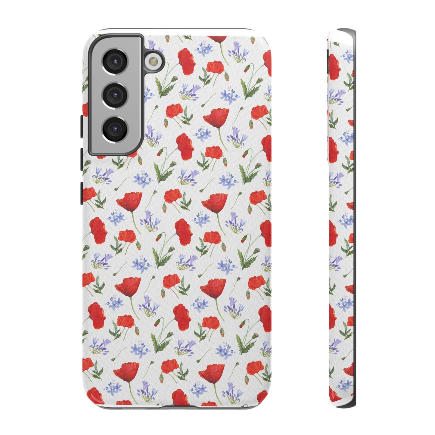 Robust and shock-resistant phone case: Watercolor Poppies and Agapanthus Flowers