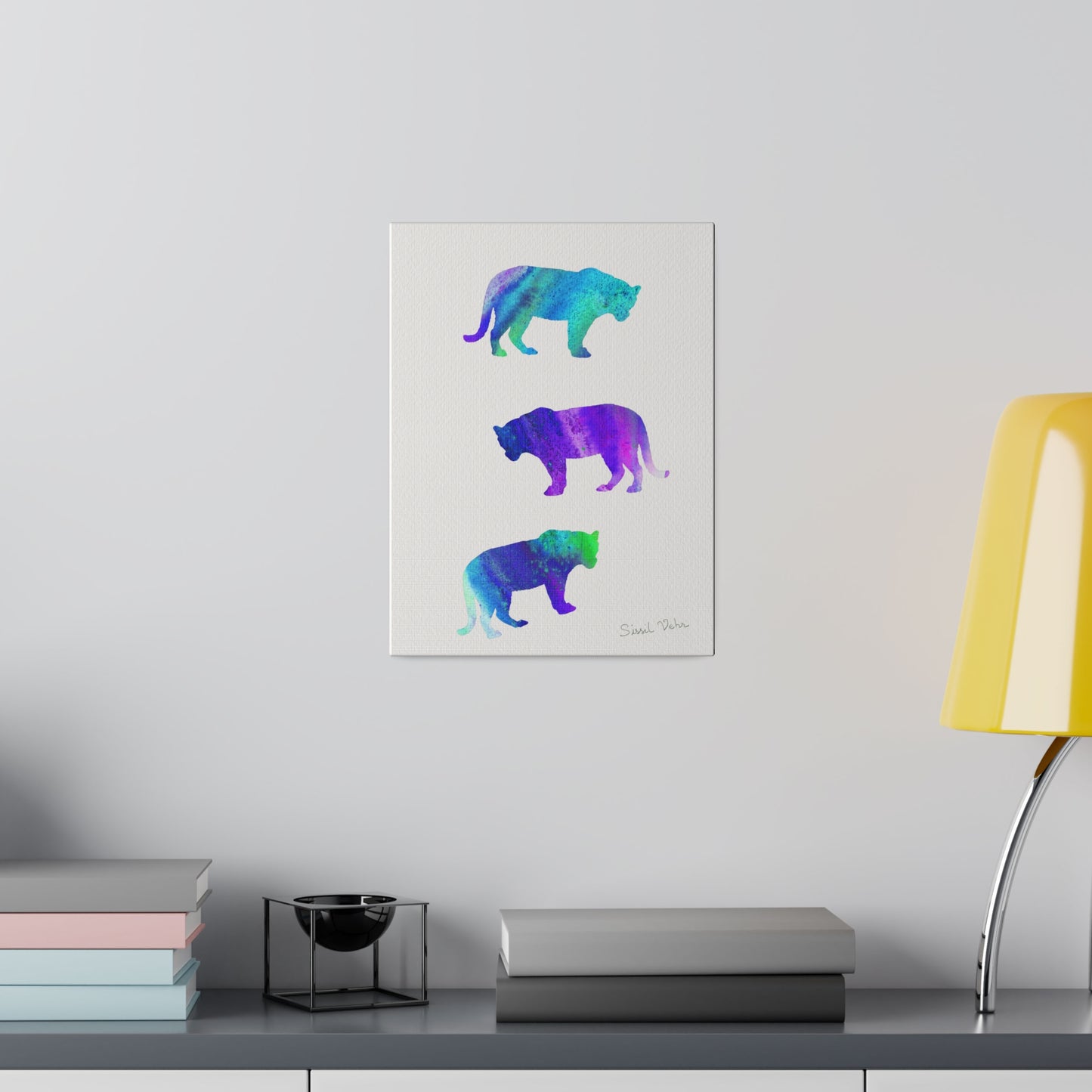 Art print: Watercolor Tigers Cyan palette