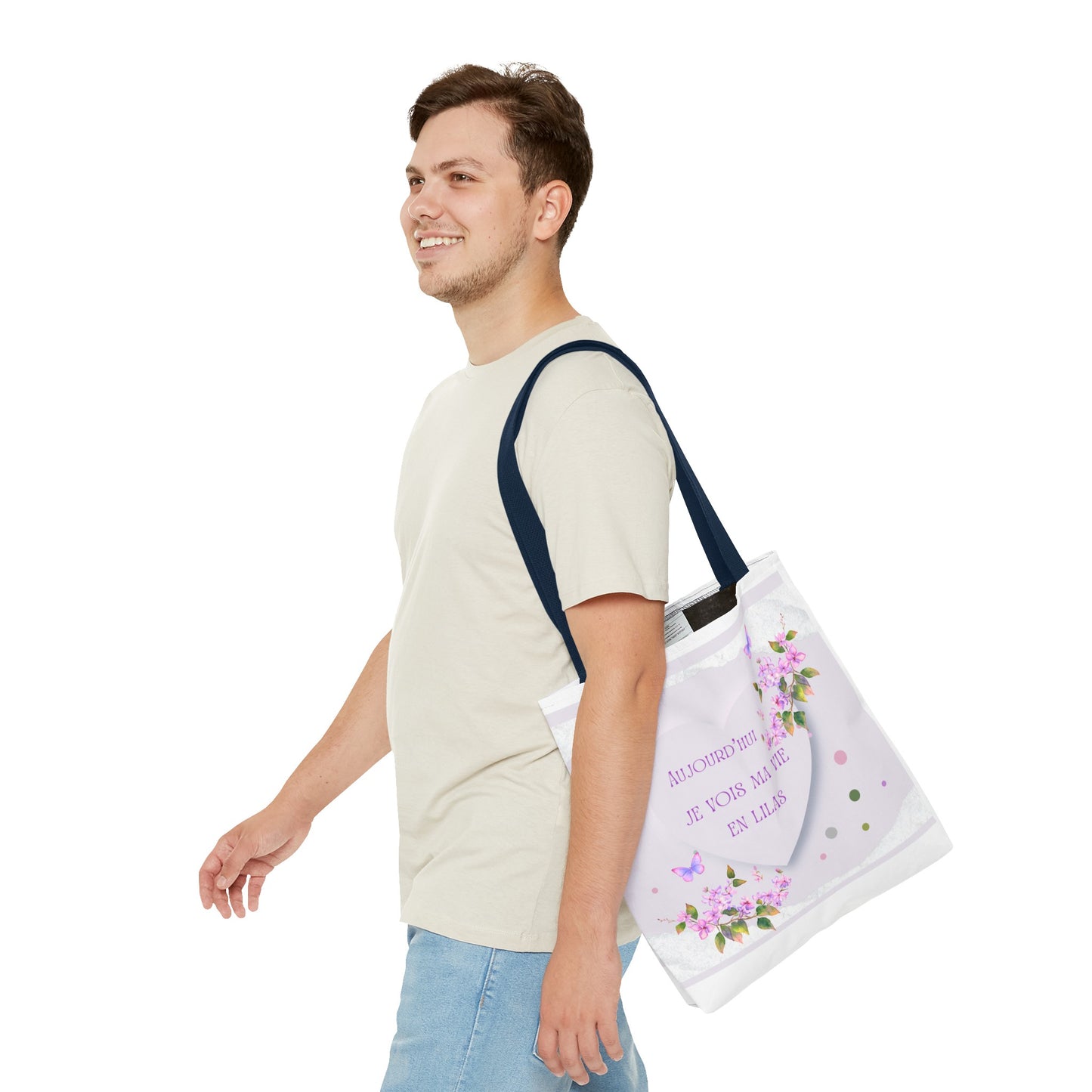 Tote Bag / sac  Aquarelle Lilas : Je vois ma vie en Lilas