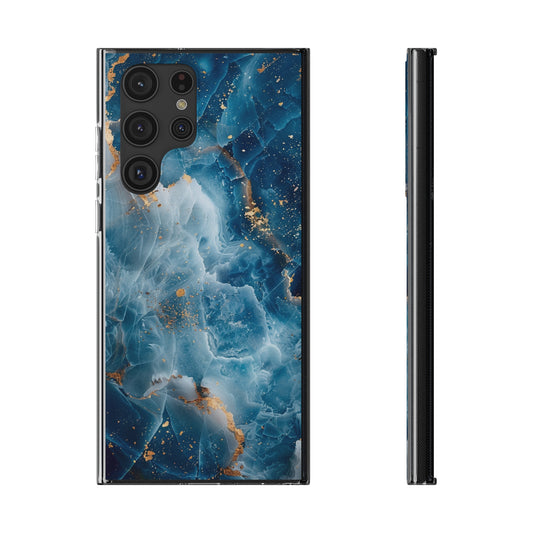 Coque de téléphone souple Personnalisable : Effet marbre Gris et bleu  pour iPhone ,Samsung et Pixel