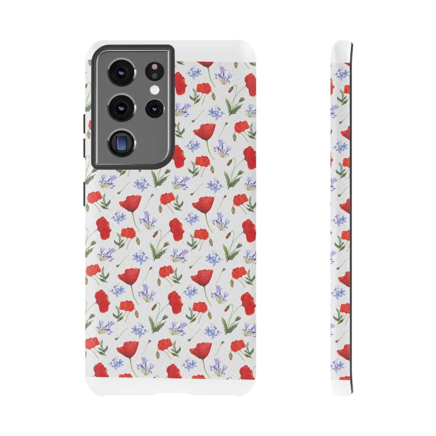 Robust and shock-resistant phone case: Watercolor Poppies and Agapanthus Flowers