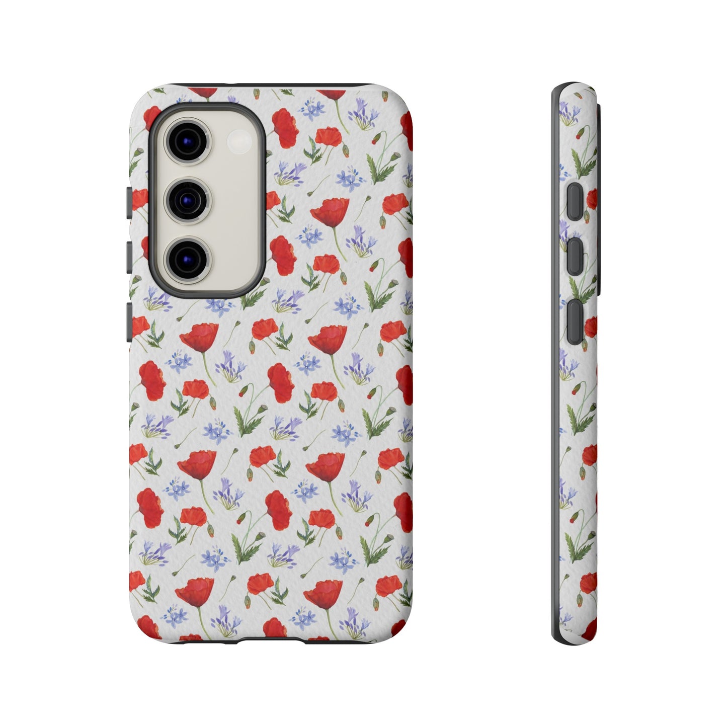 Robust and shock-resistant phone case: Watercolor Poppies and Agapanthus Flowers