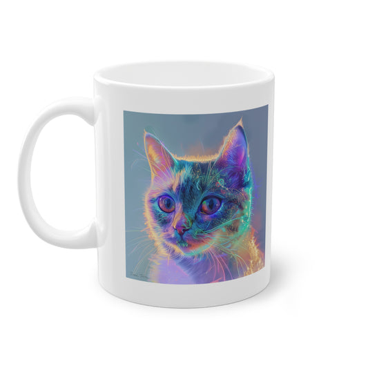 Holographic Mug: Futuristic Feline