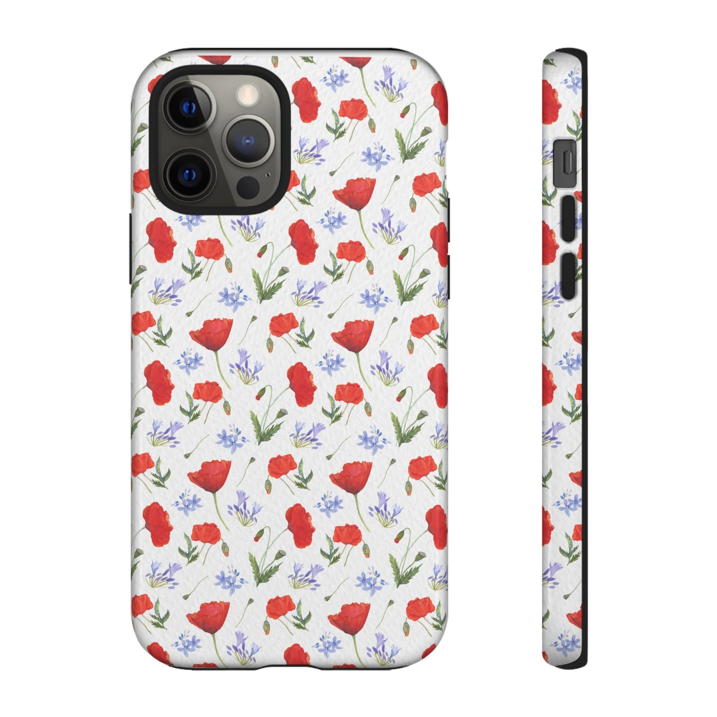 Robust and shock-resistant phone case: Watercolor Poppies and Agapanthus Flowers