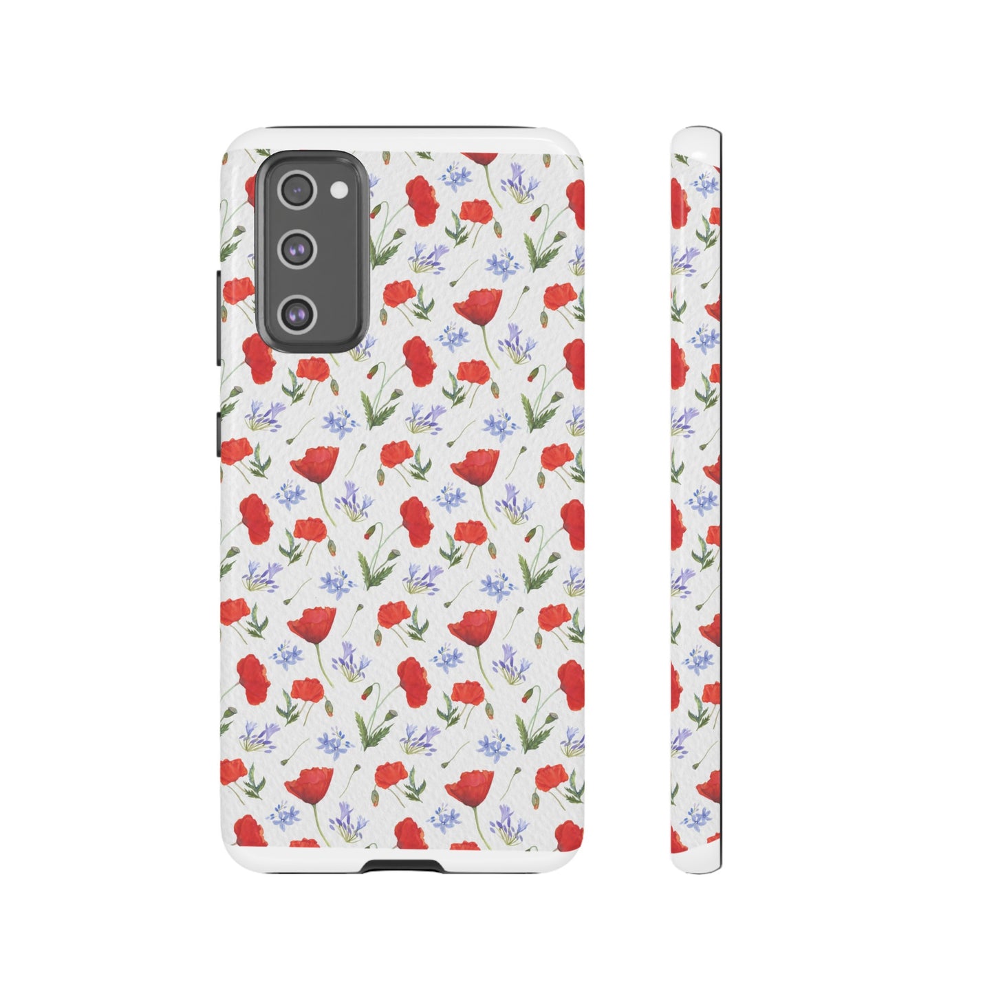 Robust and shock-resistant phone case: Watercolor Poppies and Agapanthus Flowers