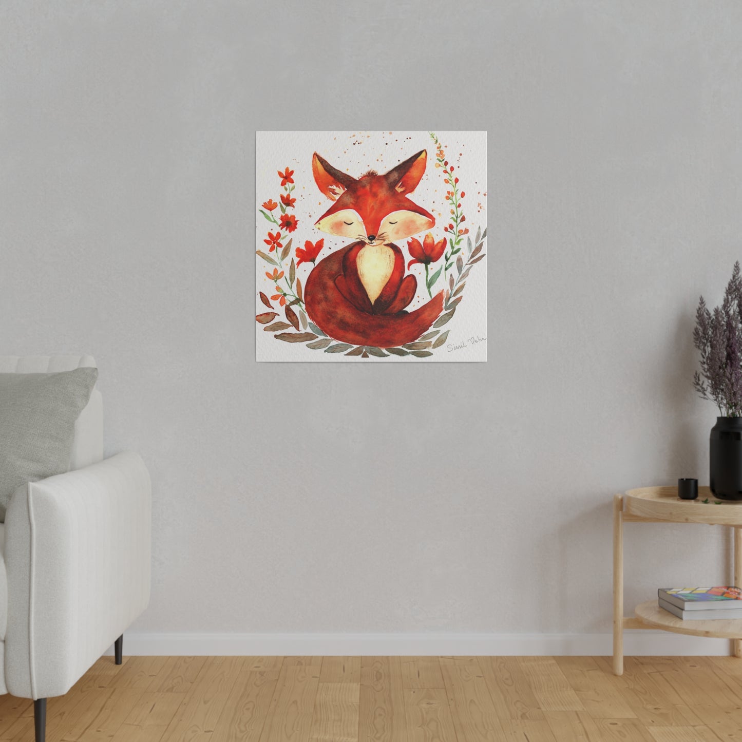 Watercolor art print: Adorable fox