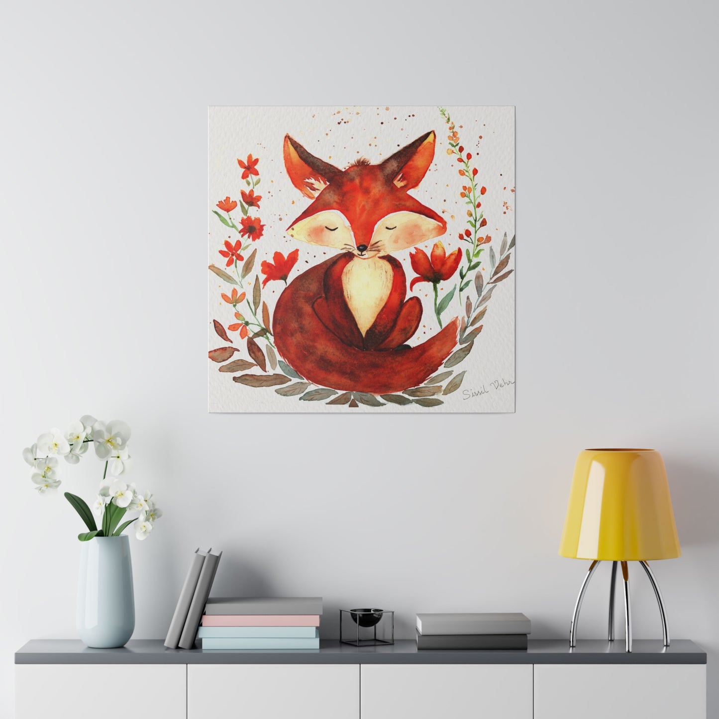 Watercolor art print: Adorable fox