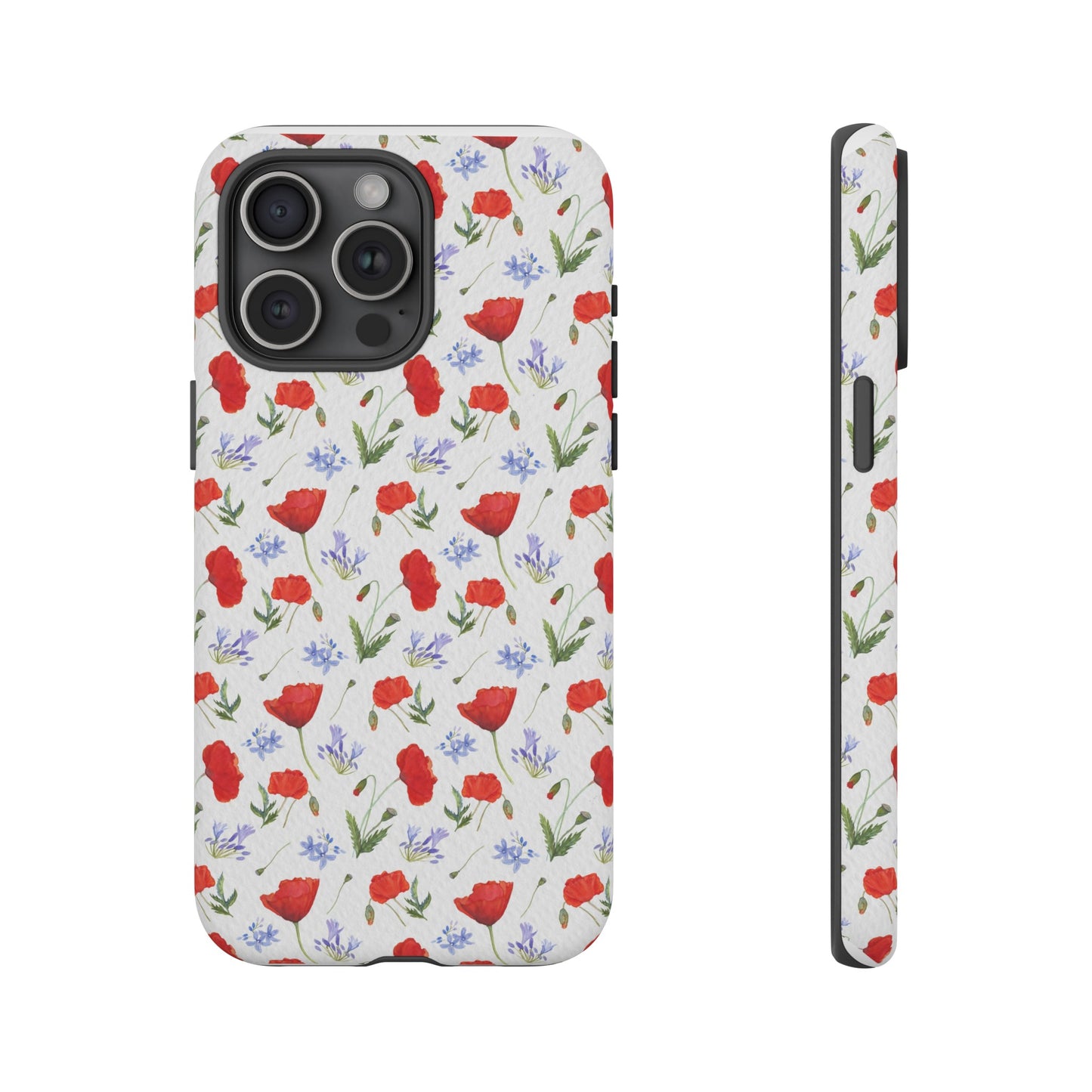 Robust and shock-resistant phone case: Watercolor Poppies and Agapanthus Flowers