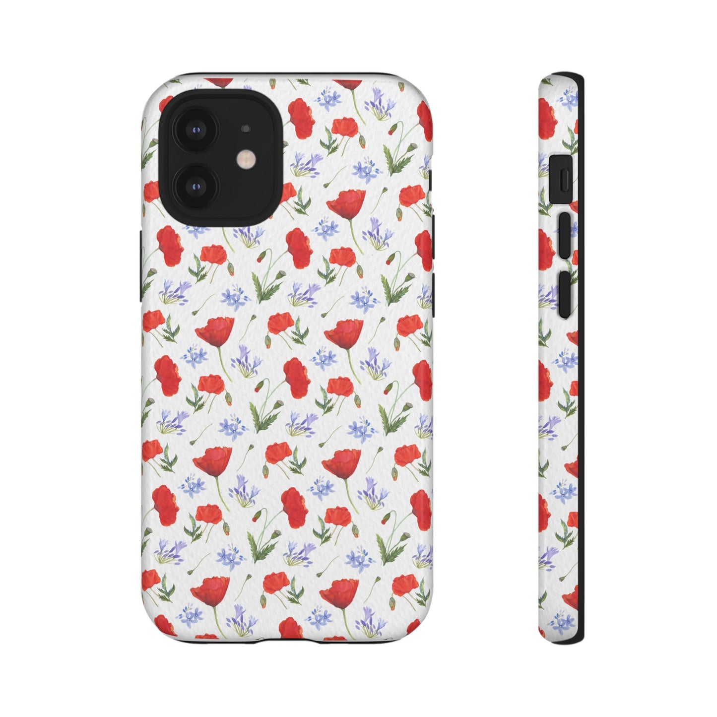 Robust and shock-resistant phone case: Watercolor Poppies and Agapanthus Flowers