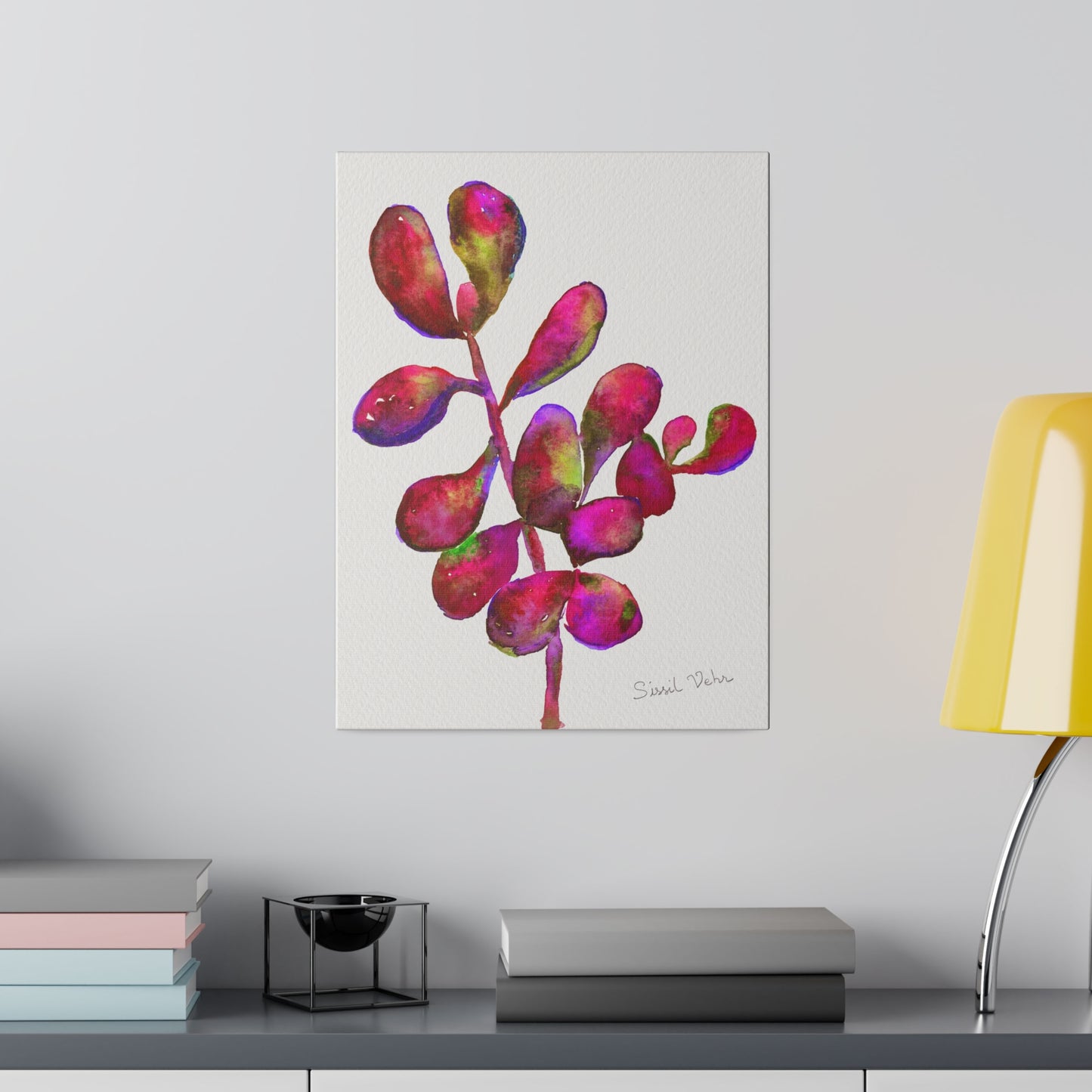 Art Print: Watercolor Red Succulent