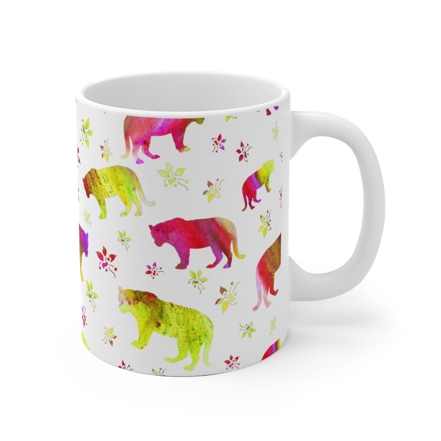 Mug Tigers Watercolor palette Pink yellow