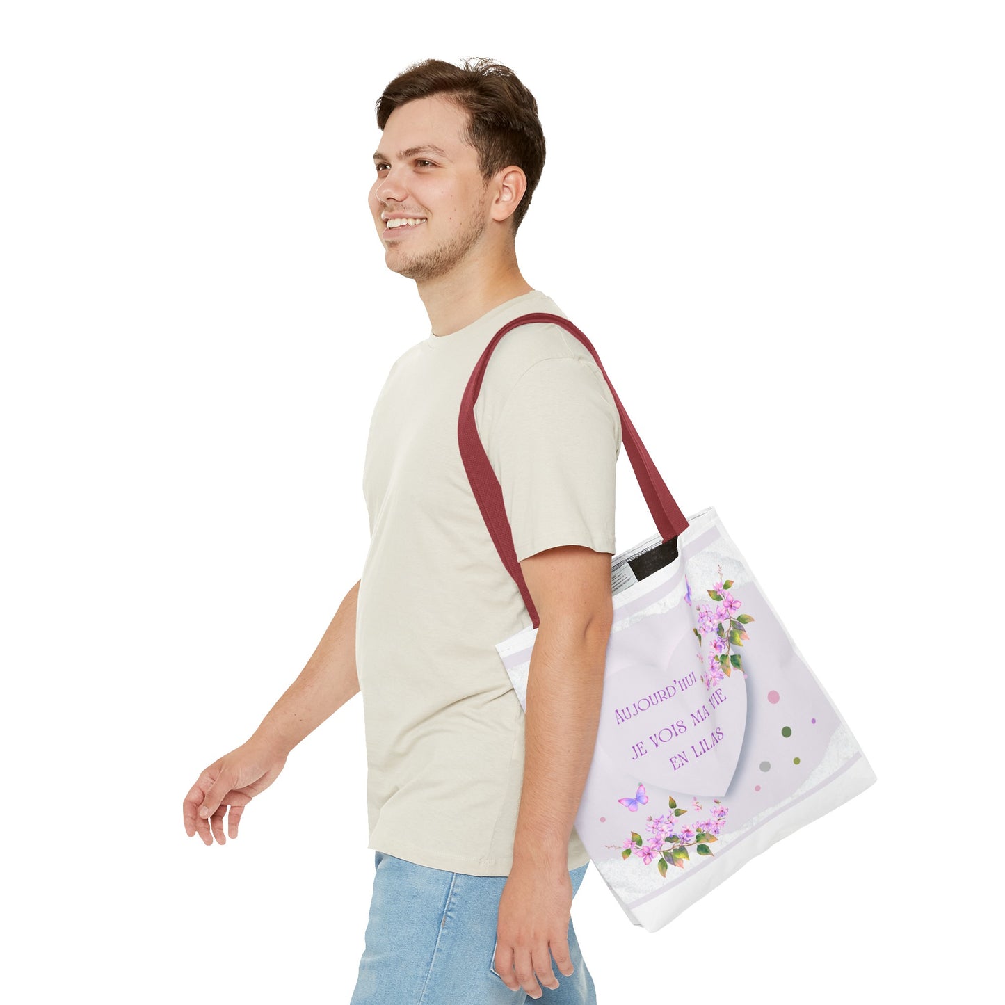 Tote Bag / sac  Aquarelle Lilas : Je vois ma vie en Lilas