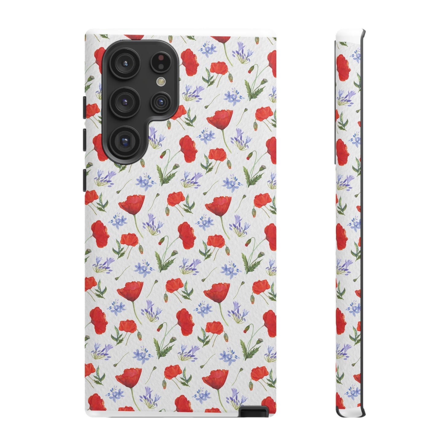 Robust and shock-resistant phone case: Watercolor Poppies and Agapanthus Flowers