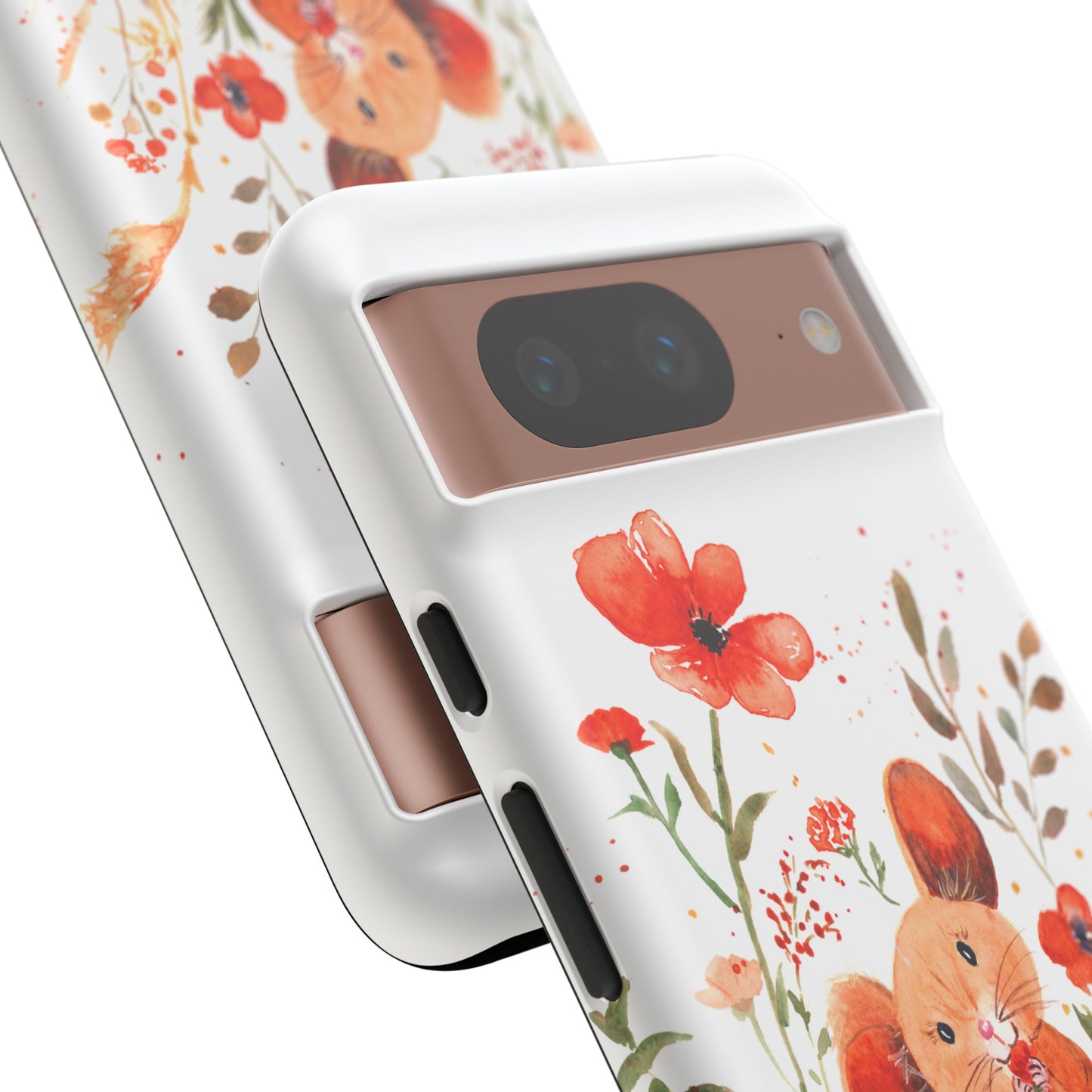 Coque téléphone robuste et résistante aux chocs  : Petite souris au milieu de fleurs