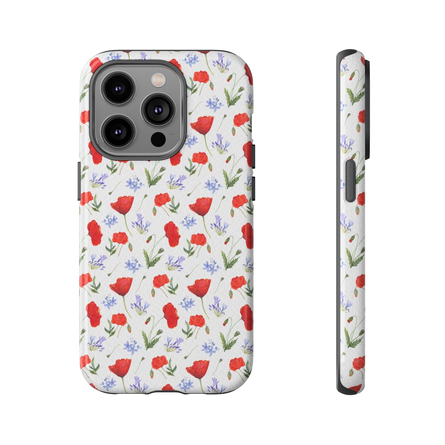 Robust and shock-resistant phone case: Watercolor Poppies and Agapanthus Flowers