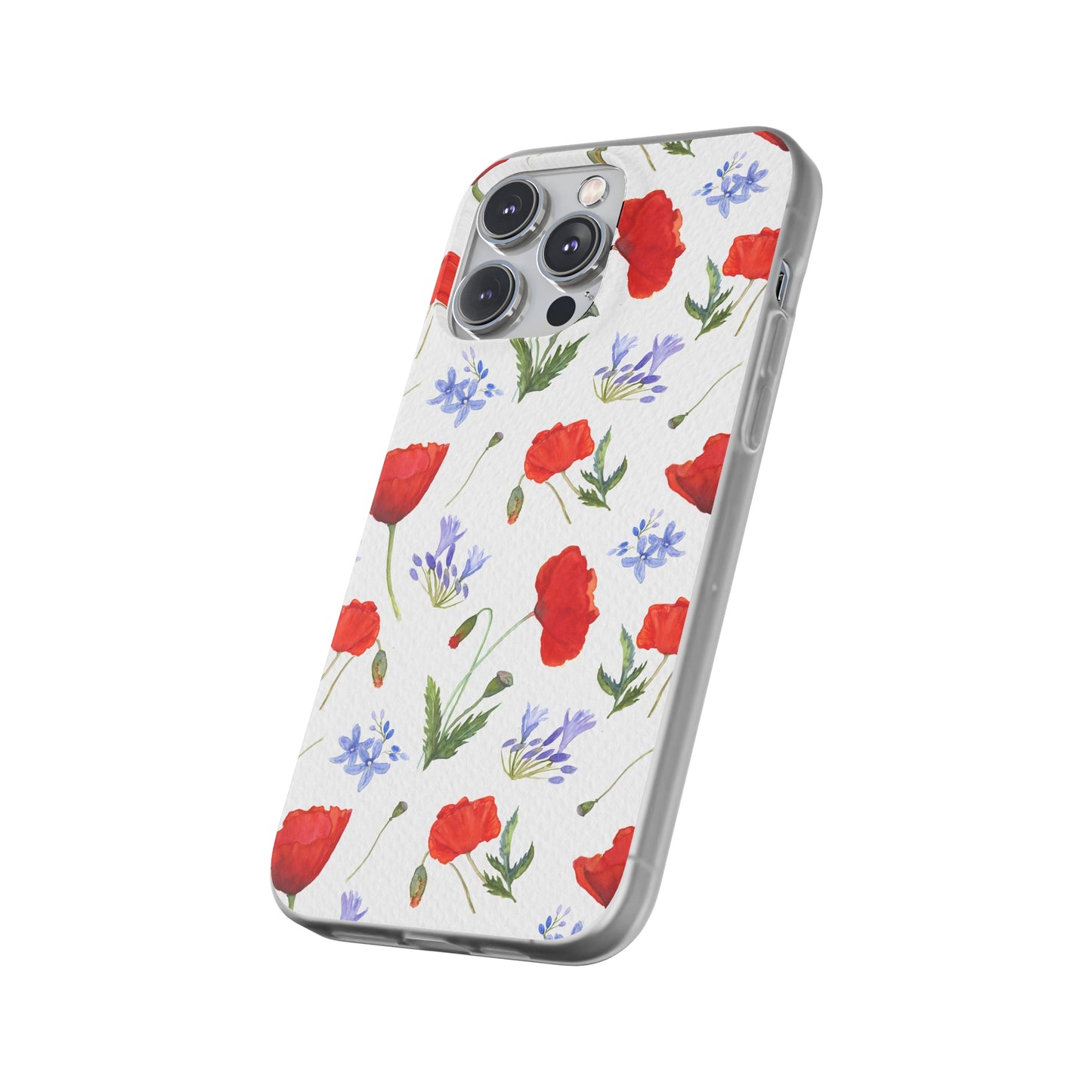 Coque téléphone robuste et résistante aux chocs  : Aquarelle Coquelicots et agapanthes