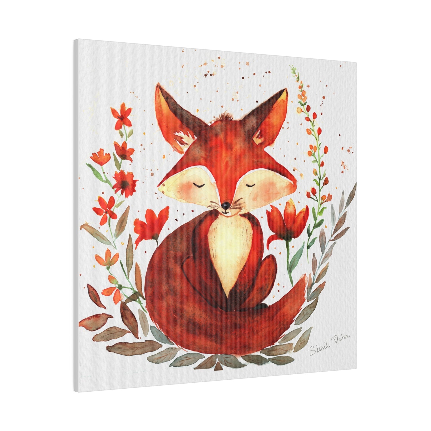 Watercolor wall art: Adorable fox