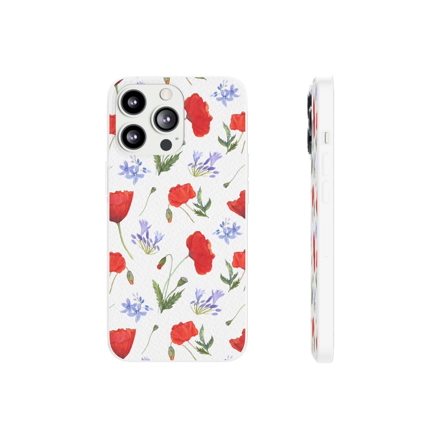 Coque téléphone robuste et résistante aux chocs  : Aquarelle Coquelicots et agapanthes