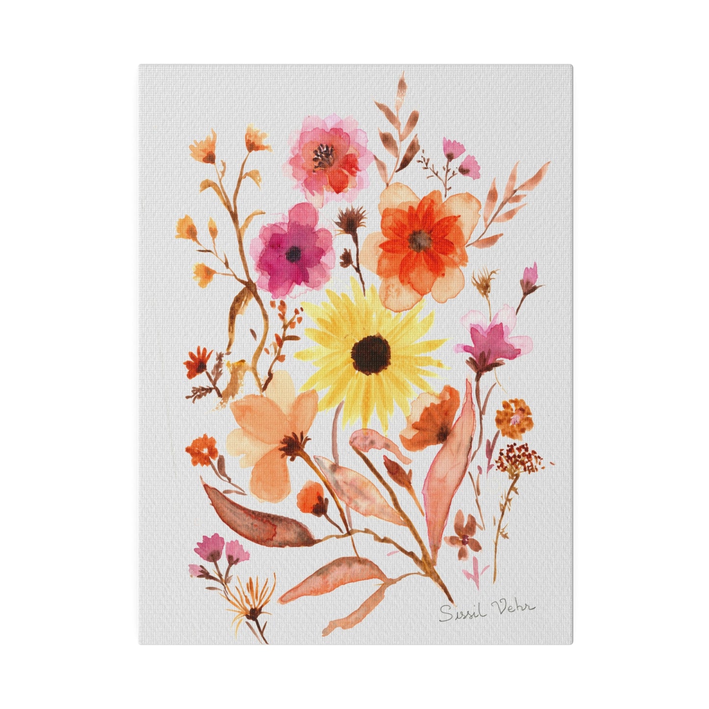 Watercolor art print: Bouquet of flowers