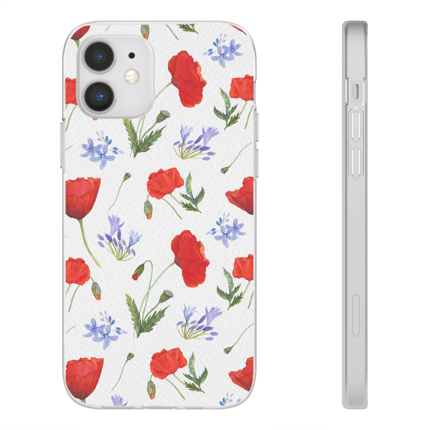 Coque téléphone robuste et résistante aux chocs  : Aquarelle Coquelicots et agapanthes