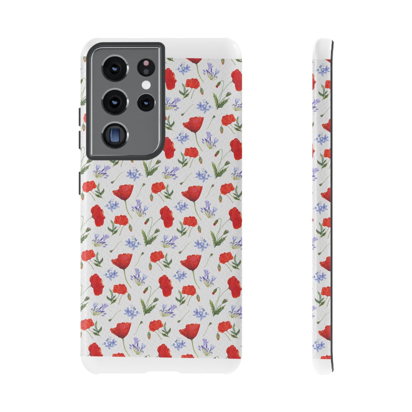 Robust and shock-resistant phone case: Watercolor Poppies and Agapanthus Flowers